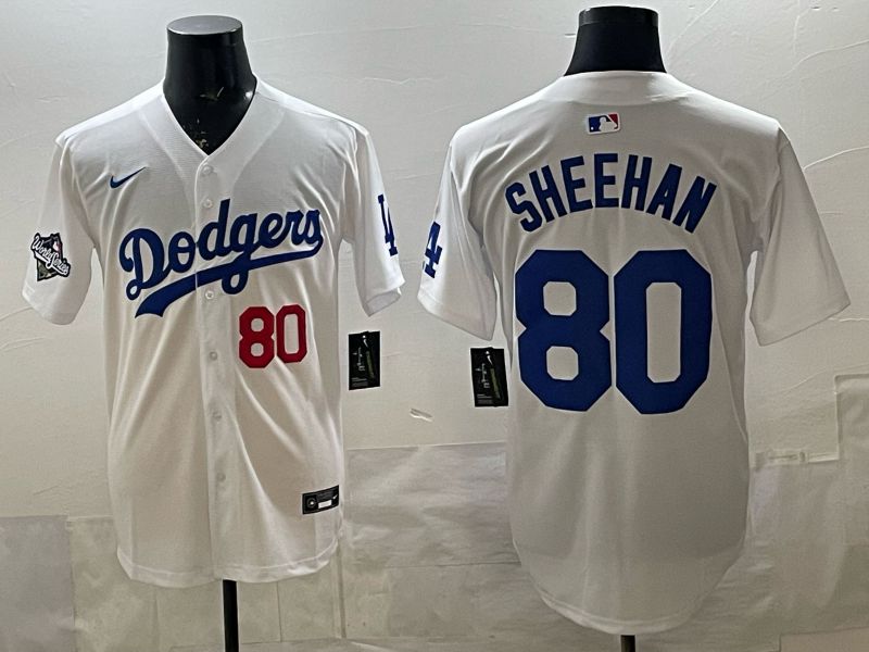 Men 2026 Nike Los Angeles Dodgers #80 Sheehan White Game MLB Jersey 07